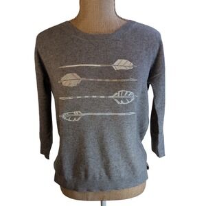J.‎ Crew Gray Embroidered Arrow Sweater Women's Size S Viscose/Wool/Rabbit Hair